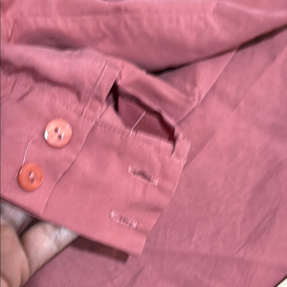 Eileen Fisher sandwashed Pink Button Down Shirt stand up collar chutney - Picture 8 of 12